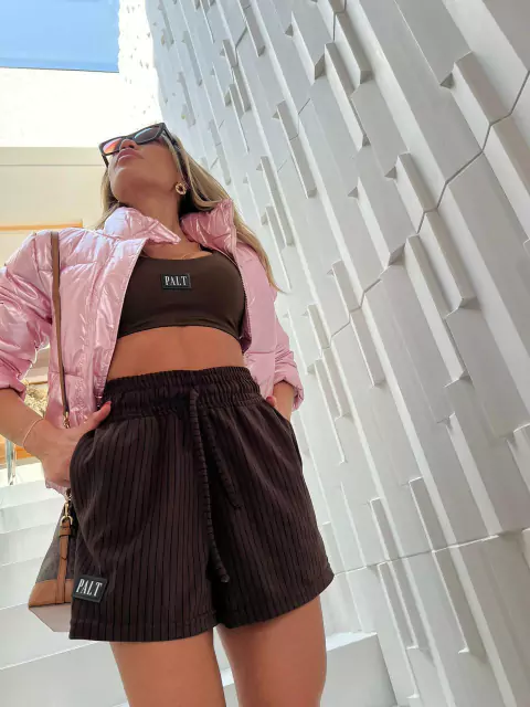 SHORT RISCA DE GIZ TAMMY MARROM