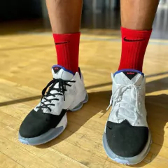 LEBRON 19 LOW "WHITE MEDIUM BLUE SIREN RED BLACK"