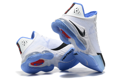 Imagem do LEBRON 19 LOW "WHITE MEDIUM BLUE SIREN RED BLACK"