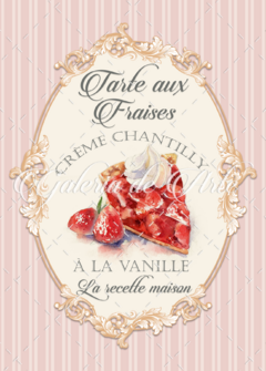Ilustração para Quadro - Pâtissière Tarte au Fraises Chantillly - comprar online