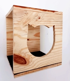 Playground para gatos Eco12 em madeira, com formato de gato, ideal para áreas externas, nicho para gatos