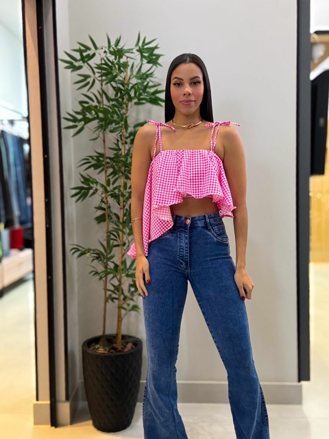 Cropped Adriana Xadrez Rosa