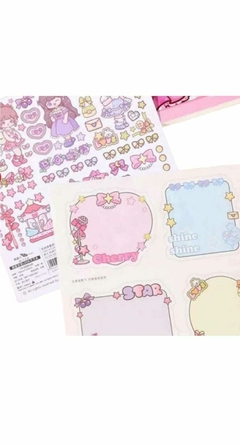 Cuderno Cuadriculado con Stickers Kawaii - Premavintage