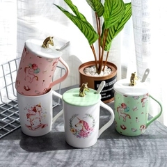 Tazas Unicornio con tapa y cuchara