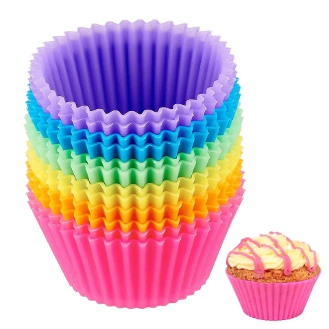 MOLDES PARA CUPCAKES DE SILICONA (12 UNIDADES)