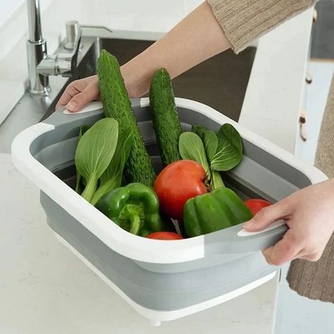 TABLA DE CORTAR Y LAVADO DE SILICONA PLEGABLE 2 EN 1
