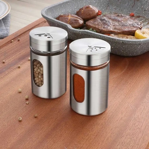 ESPECIERO DE VIDRIO REVESTIDO DE ACERO INOX