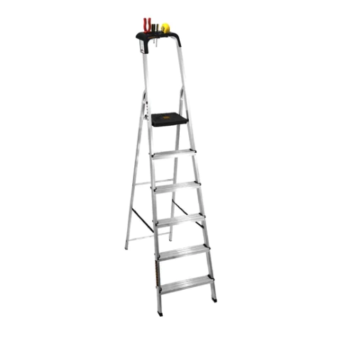 Escalera aluminio Black+Decker 7 escalones c/porta herramientas - comprar online