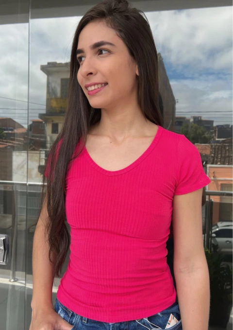 Blusa feminina canelada