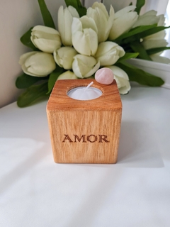 Portavela | Amor con Cuarzo Rosa