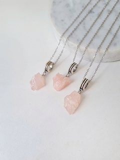 Collar Cuarzo Rosa en bruto - Tamaño 1
