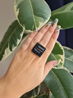 Anillo Cuadrado | Turmalina Negra - comprar online