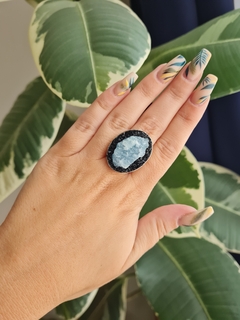 Anillo Aguamarina y Turmalina Negra - comprar online