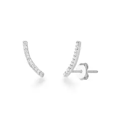 Brinco Prata ear cuff fino cravejado