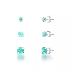 Trio de brincos redondo zircônias colors - comprar online