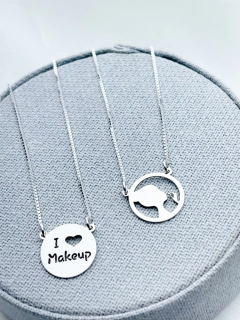 Escapulário I love MakeUp - Prata 925