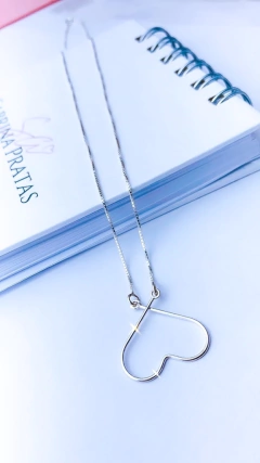 Colar Coração Invertido - Prata 925