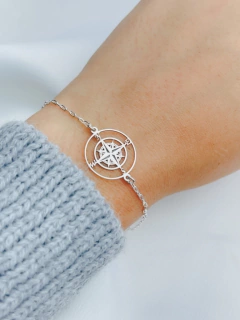 Pulseira Rosa dos ventos (Bússola) - Prata 925