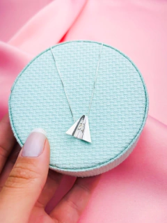 Colar Avião Origami Prata 925