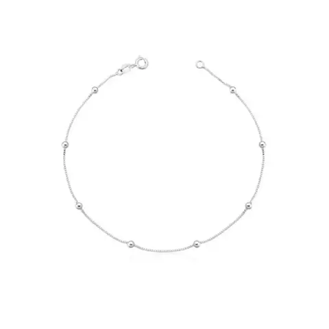 Tornozeleira Prata veneziana bolinhas