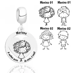 Beloque personalizado medalha coração menina e menino