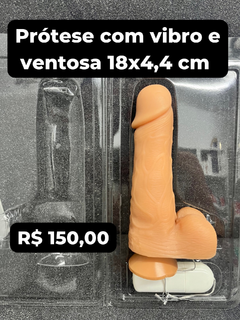 Prótese com escroto vibro e ventosa 18 x 4,4 cm na internet