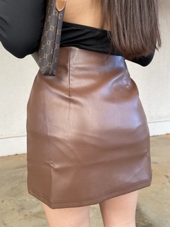 Saia couro brown - comprar online