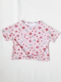 REMERA NUDO ESTRELLAS ROSA