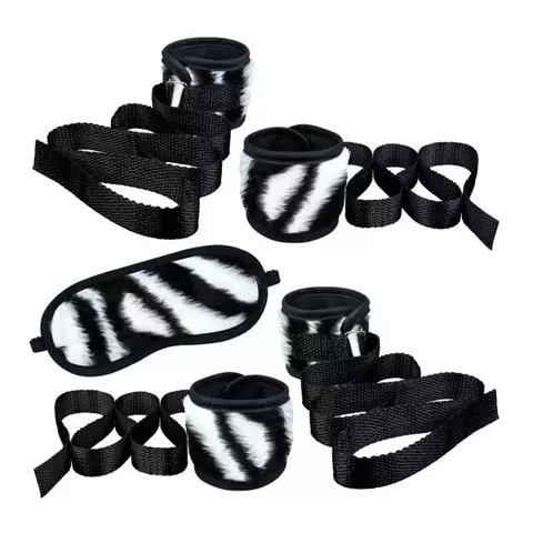 Kit Bondage com Algema Tornozeleira e Venda em Pelúcia