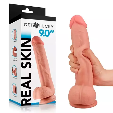 Pênis Super Realístico com Dupla Camada - Lucky - 24,0 x 4,3cm