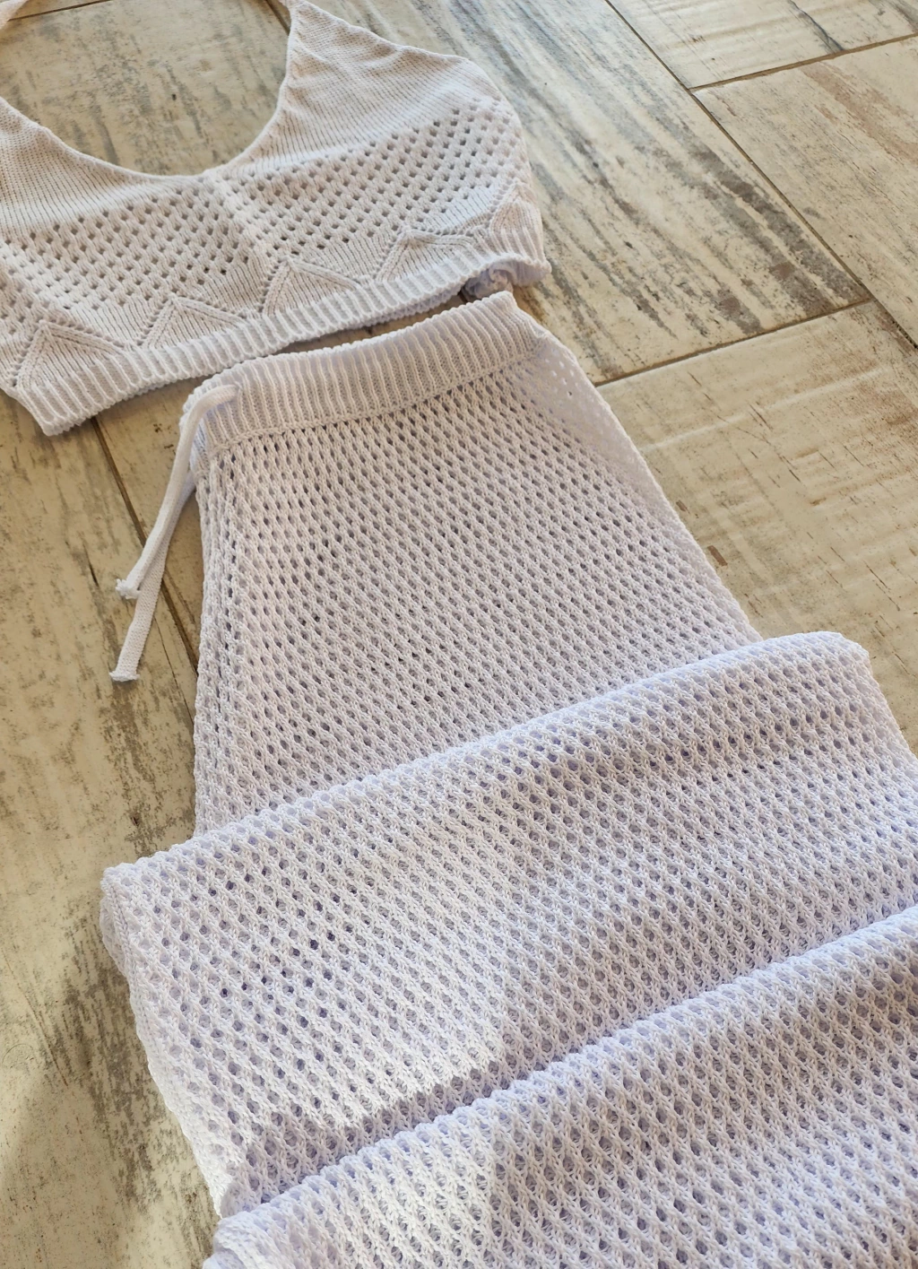 Conjunto De Pantalón Largo Mas Musculosa De Hilo Blanco
