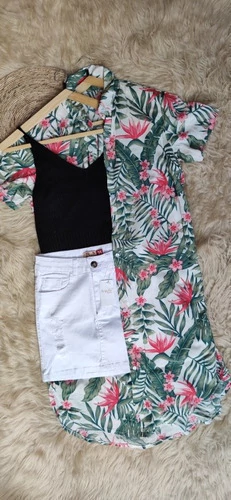 Maxi Camisa Mujer Súper Larga De Fibrana Estampada Dama