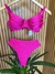 Biquíni retrô com calcinha hot pant pink acetinado - Fabi Rocha Boutique