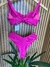 Biquíni retrô com calcinha hot pant pink acetinado - loja online