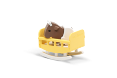 Animales de selva Halftoys Baby Playset 09cm Baby Gnu Bufalo + Cuna Muñeco encastre iman