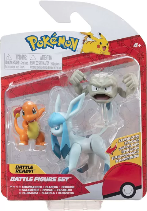 Pokemon 95155 - Battle Figure Set x3 - Charmander + Glaceon + Geodude