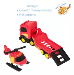 Autos Teamsterz 14181 - Playset Camion Transportador Robusto 40cm + Helicoptero Bombero en internet