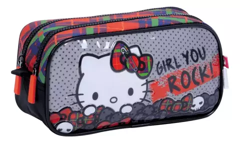 Portalápiz Cartuchera Doble Escolar Hello Kitty Rock 2 cierres - 74318