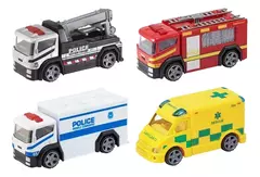 Autos Teamsterz 14065 - Camion Emergencia 12cm Bombero - Policia - Rescue - Grua Policia
