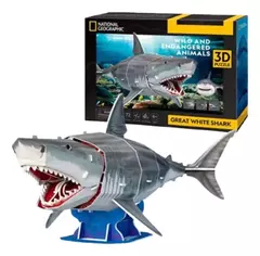 Cubic Fun Rompe 3D 67357 National Geographic Gran Tiburon Blanco 72 Pzas