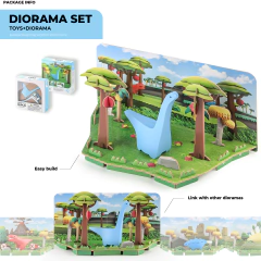 Halftoys Dinosaurio Playset 16cm Diplosaurio Brontosaurio + Diorama Muñeco encastre iman - All4Toys
