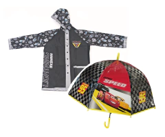 Combo Paraguas y Piloto Lluvia niños Impermeable Plastico Cars Rayo Mcqueen - comprar online