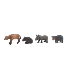 Animal World 99704 Playset 19cm - Pack x4 - Rino Antilope Hipo x2 - comprar online