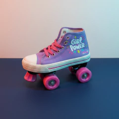 Patin 69031 Zapatilla Violeta de Lona 4 Ruedas Estampado Rock Talle 28" - tienda online