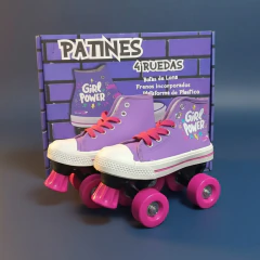 Patin 69031 Zapatilla Violeta de Lona 4 Ruedas Estampado Rock Talle 28"