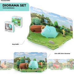 Halftoys Dinosaurio Playset 16cm Triceratops + Diorama Muñeco encastre iman - All4Toys