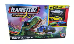 Autos Teamsterz 14174 - Pista Recta + 2 Autos Ataque Dinosaurio