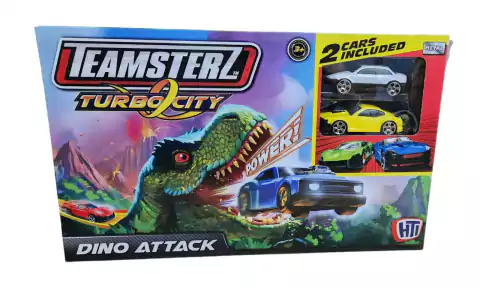 Autos Teamsterz 14174 - Pista Recta + 2 Autos Ataque Dinosaurio