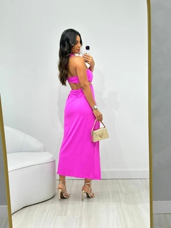 Vestido fenda recorte - loja online