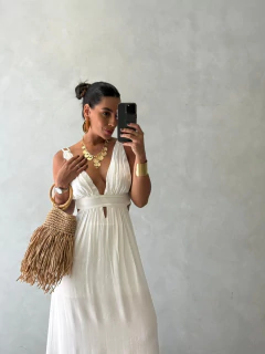 Vestido Longo Fios Dourados